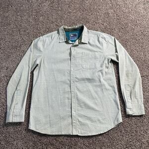 Modern Amusement White & Multicolor Thread Long Sleeve Flannel Button Shirt Sz L